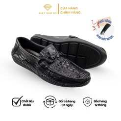 Giày Da Bò Dập Vân Cá Sấu Màu Đen GN-30